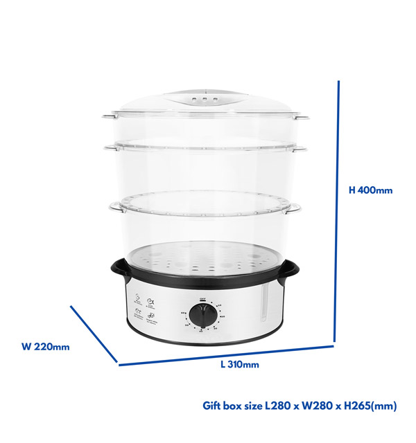 12L Food steamer black Size